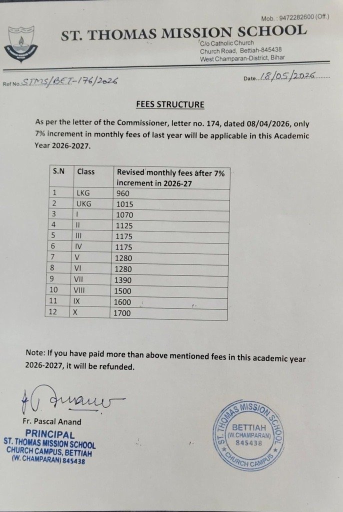 St Thomas Fee Structure